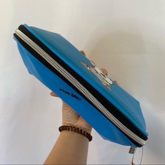 Marc Tetro Schnauzer Dog Blue Cosmetic Makeup Bag NWT - Picture 4 of 8